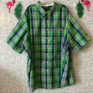 U.S. Polo Assn. Blue Green White Plaid Shirt